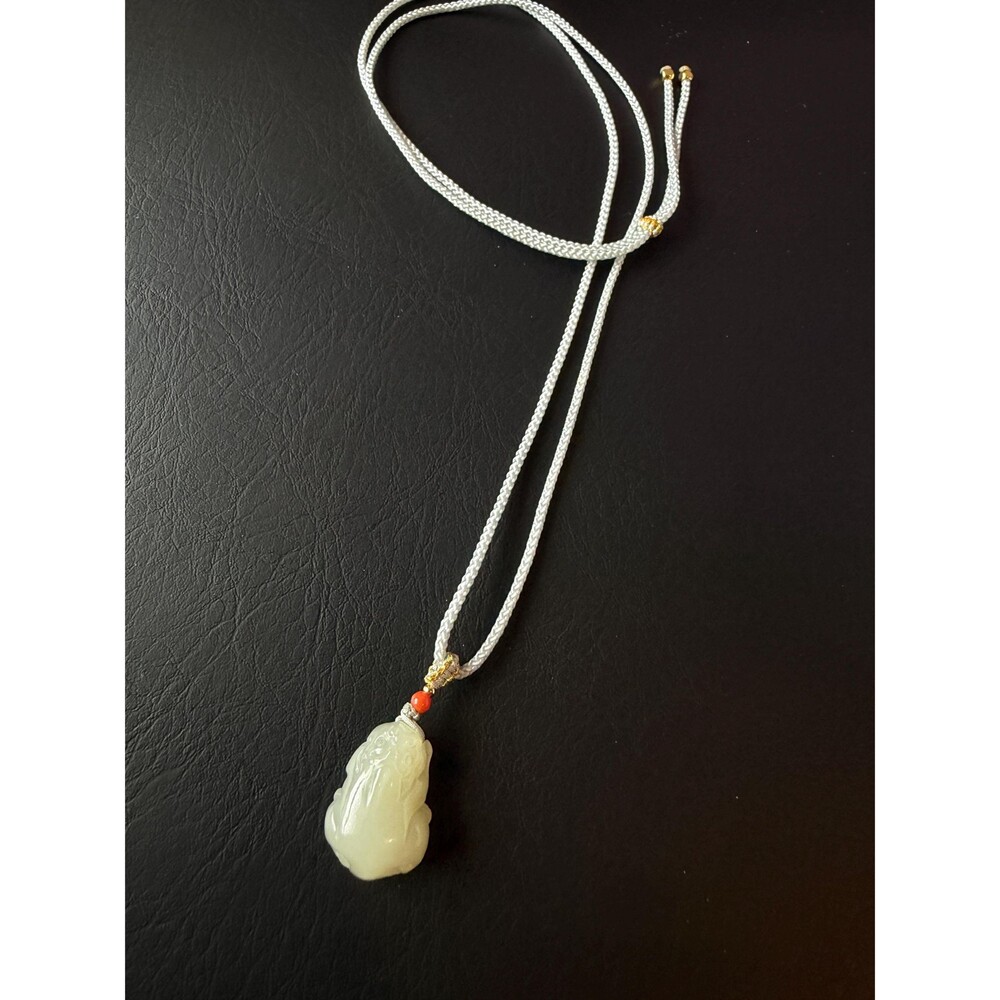 Icy Jade ivory yellow Pixiu Pendant Necklace handmade Prosperity Jade Charm